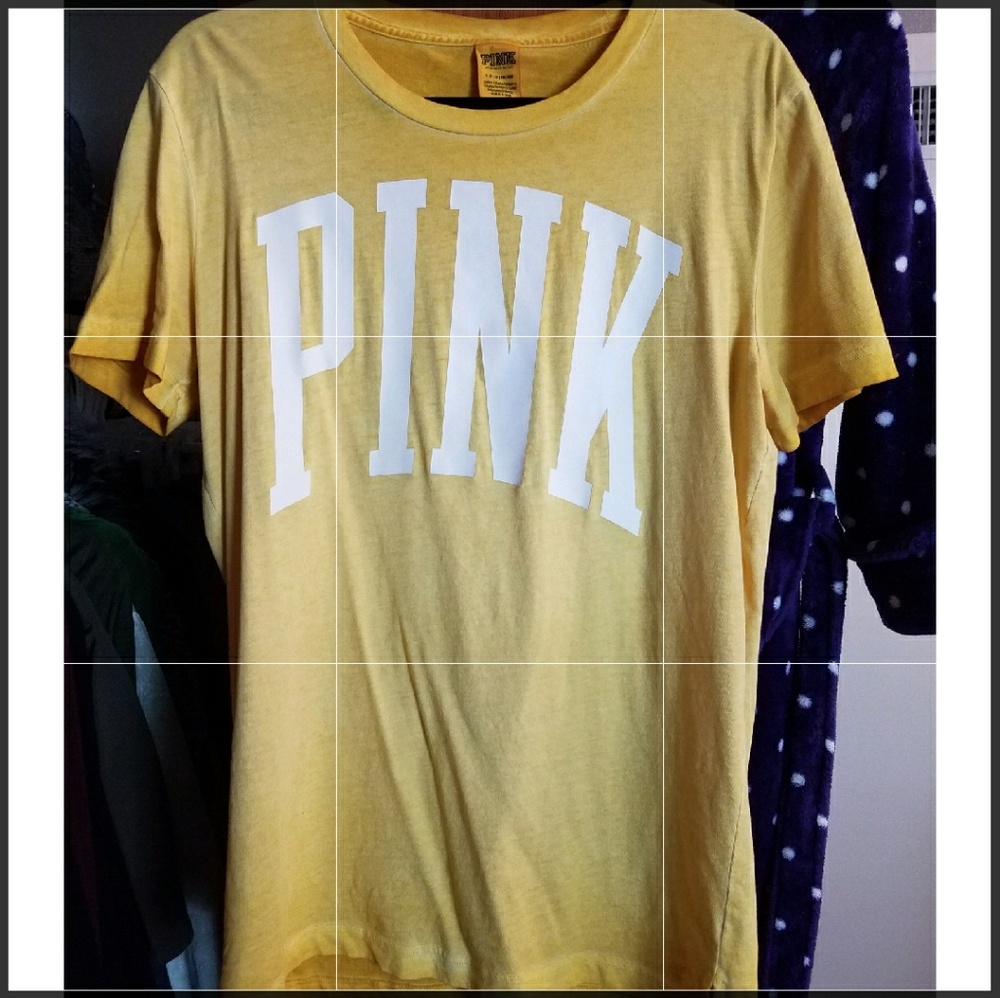 PINK Victoria's secret tee in golden yellow